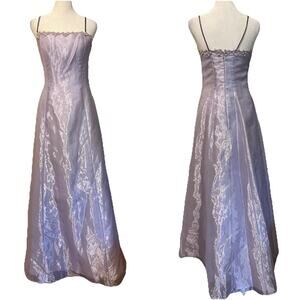 VTG 90’s Y2K Betsy Adam Lavender Fairy Prom Jeweled Spaghetti Strap Gown 10